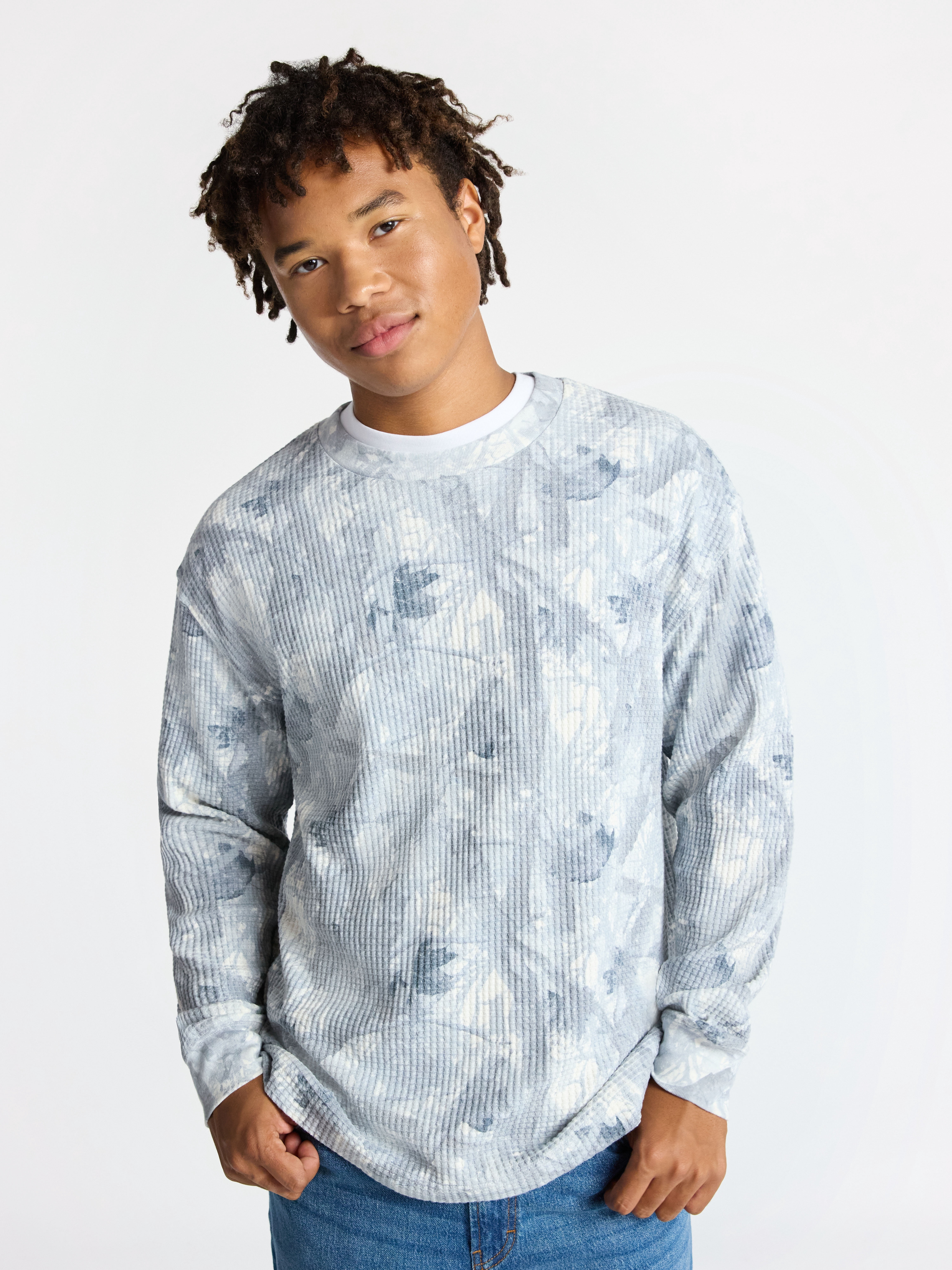 No Boundaries Thermal Tee with Long Sleeves, Men's & Big Men's