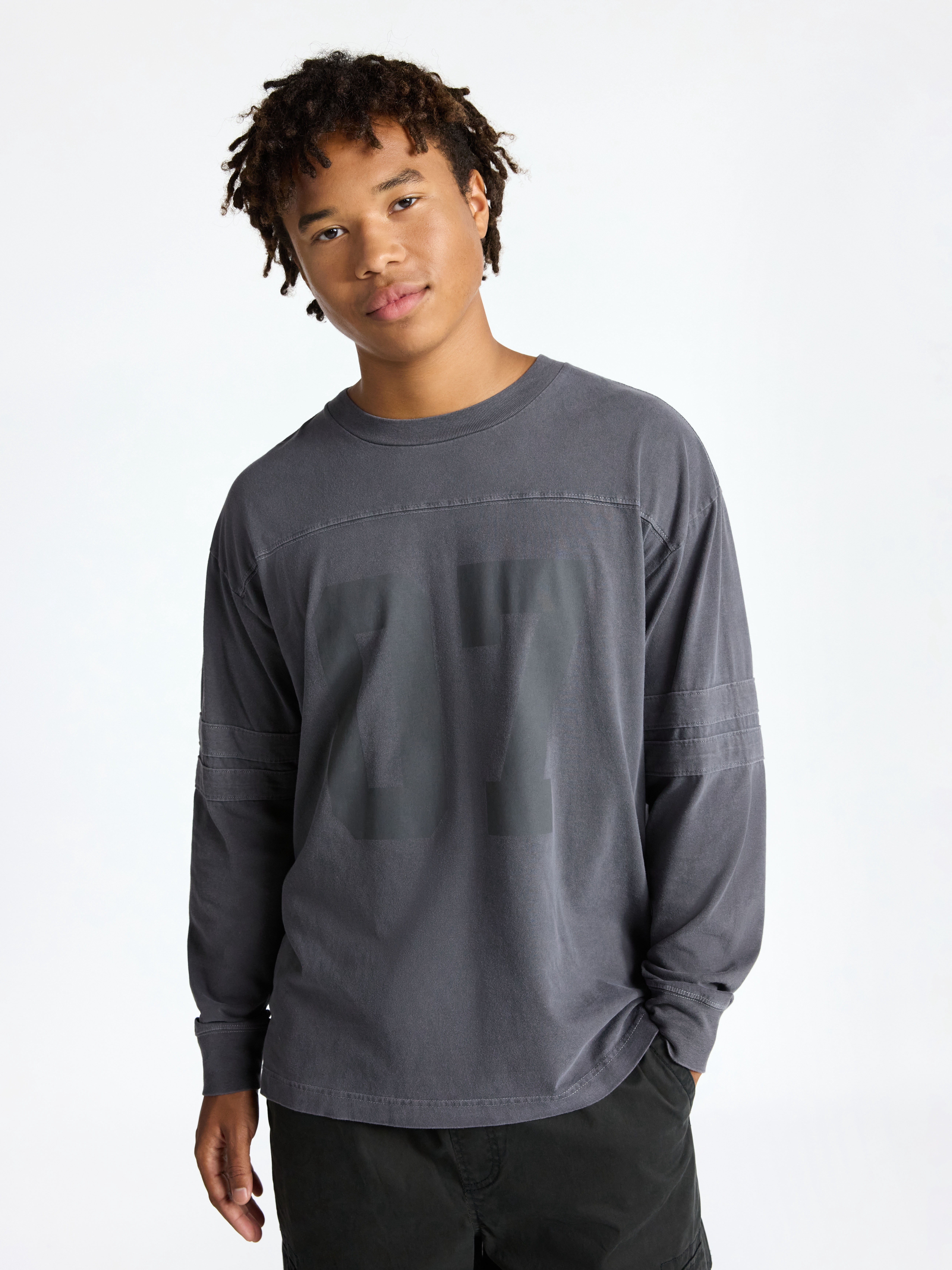 No Boundaries Men's & Big Men's Long Sleeves Varsity Tee ,Sizes XS-5XL