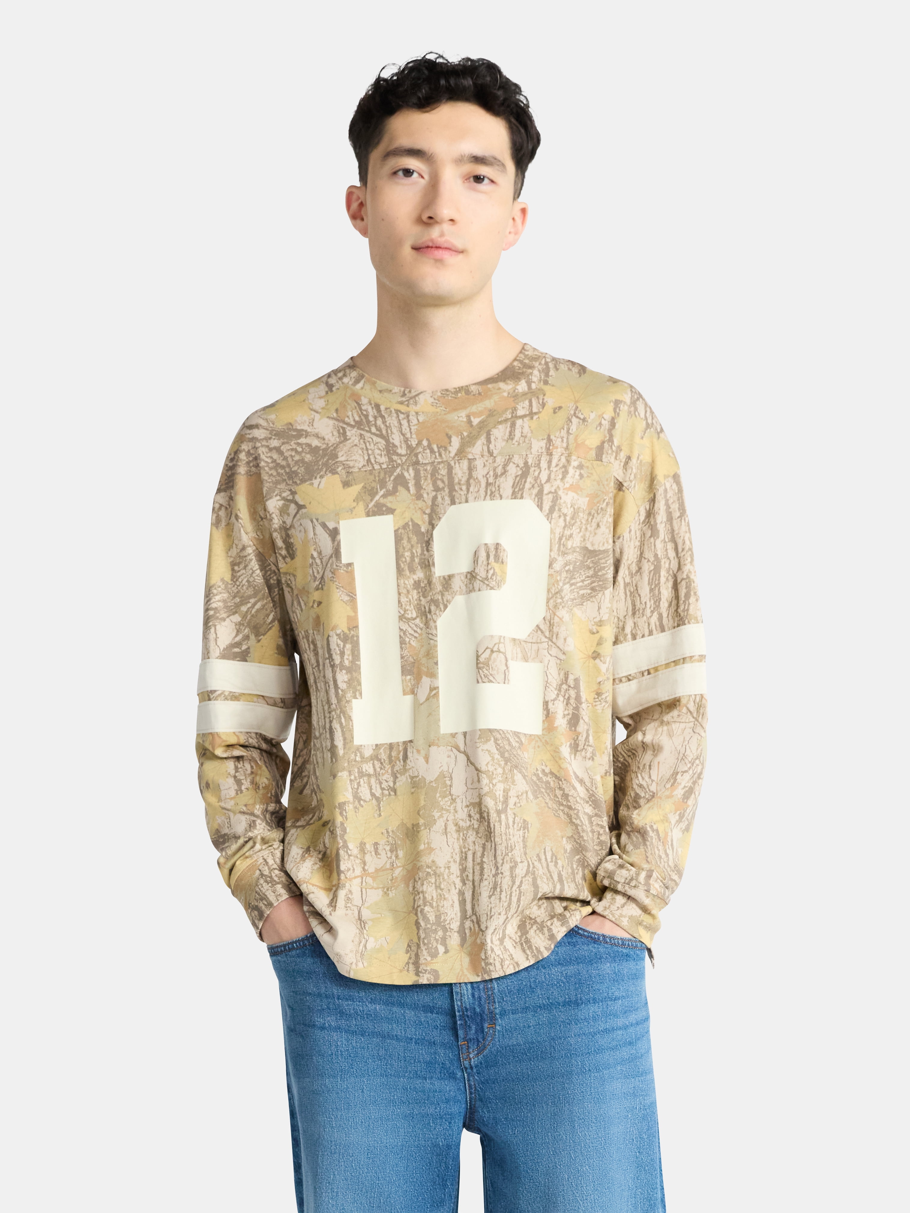 No Boundaries Men's & Big Men's Long Sleeves Varsity Tee ,Sizes XS-5XL