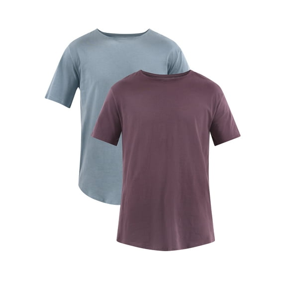 No Boundaries Men's & Big Men's Longline Curved Hem Elongated Tee Shirt, 2-Pack, Sizes XS-5XL