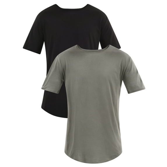 No Boundaries Men's & Big Men's Longline Curved Hem Elongated Tee Shirt, 2-Pack, Sizes XS-5XL