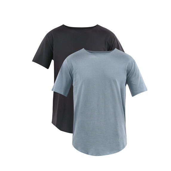 No Boundaries Men's & Big Men's Longline Curved Hem Elongated Tee Shirt, 2-Pack, Sizes XS-5XL