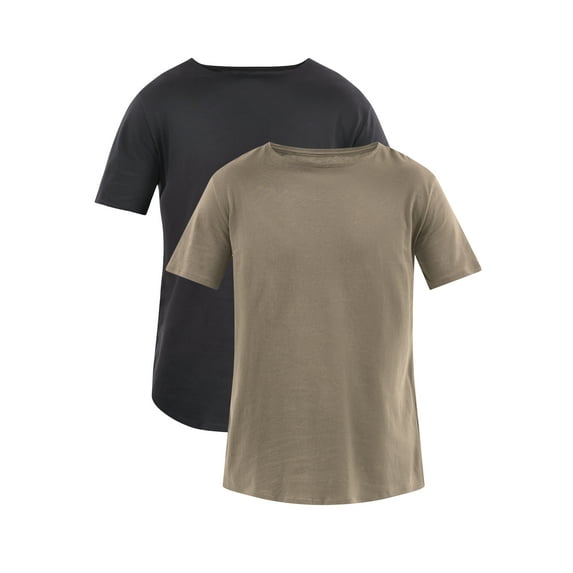 No Boundaries Men's & Big Men's Longline Curved Hem Elongated Tee Shirt, 2-Pack, Sizes XS-5XL