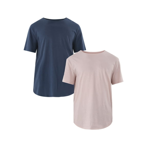 No Boundaries Men's & Big Men's Longline Curved Hem Elongated Tee Shirt, 2-Pack, Sizes XS-5XL