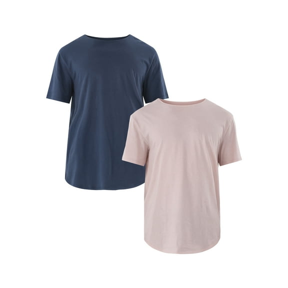 No Boundaries Men's & Big Men's Longline Curved Hem Elongated Tee Shirt, 2-Pack, Sizes XS-5XL