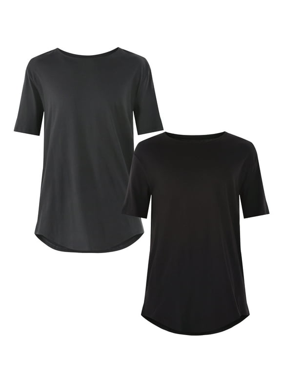 Men's & Big Men's Longline Curved Hem Elongated Tee Shirt, 2-Pack, Sizes XS-5XL