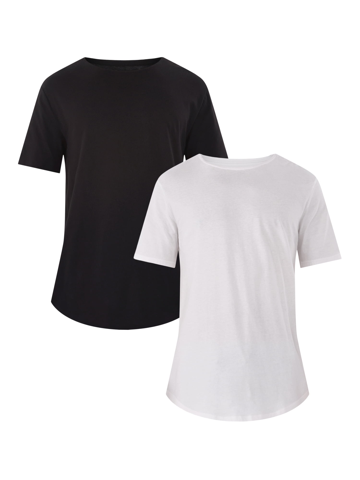 No Boundaries Men's Longline Curved Hem Elongated Tee, 2-Pack