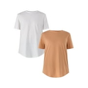 Men's & Big Men's Longline Curved Hem Elongated Tee Shirt, 2-Pack, Sizes XS-5XL