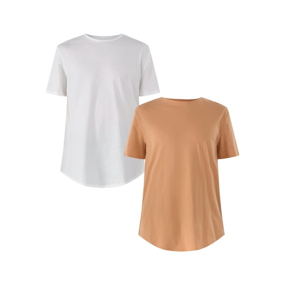 No Boundaries Men's & Big Men's Longline Curved Hem Elongated Tee Shirt, 2-Pack, Sizes XS-5XL