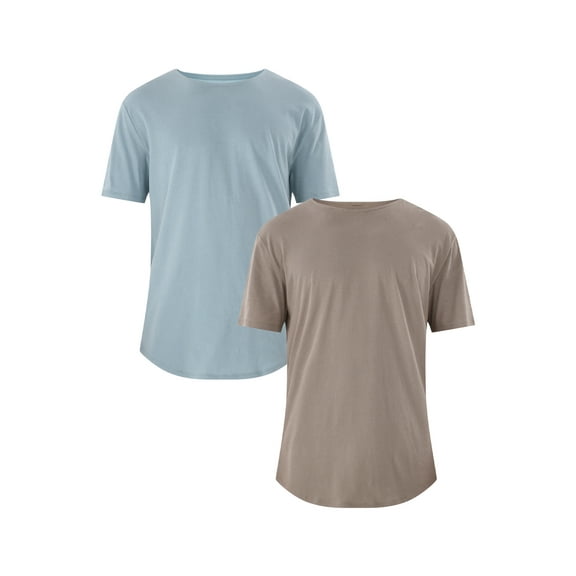 No Boundaries Men's & Big Men's Longline Curved Hem Elongated Tee Shirt, 2-Pack, Sizes XS-5XL