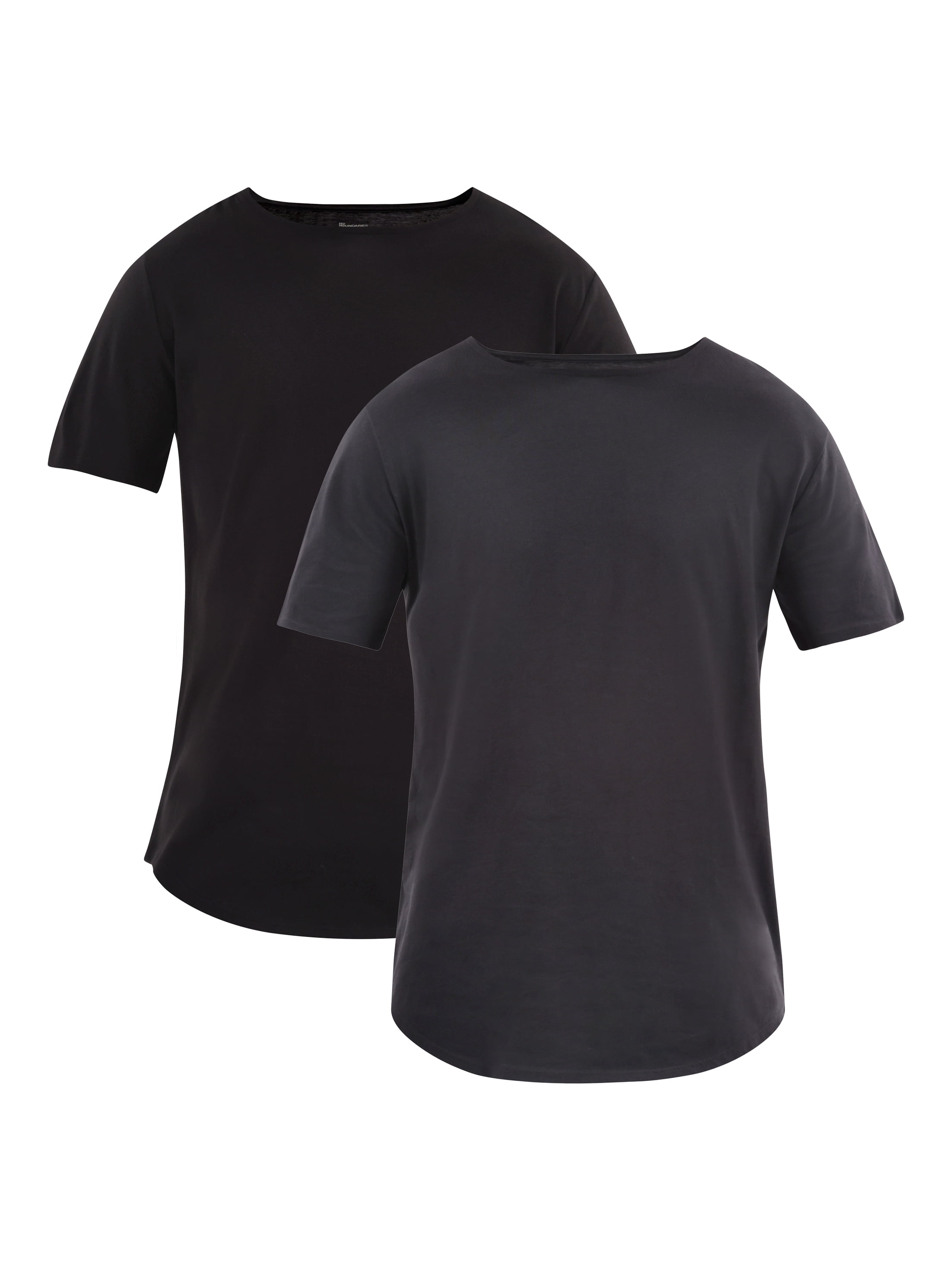 No Boundaries Men's & Big Men's Longline Curved Hem Elongated Tee Shirt, 2-Pack, Sizes XS-5XL