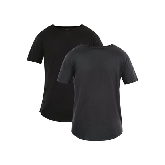 No Boundaries Men's & Big Men's Longline Curved Hem Elongated Tee Shirt, 2-Pack, Sizes XS-5XL
