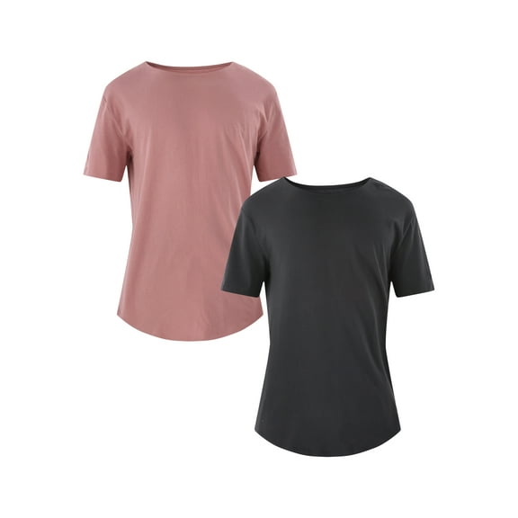 No Boundaries Men's & Big Men's Longline Curved Hem Elongated Tee Shirt, 2-Pack, Sizes XS-5XL