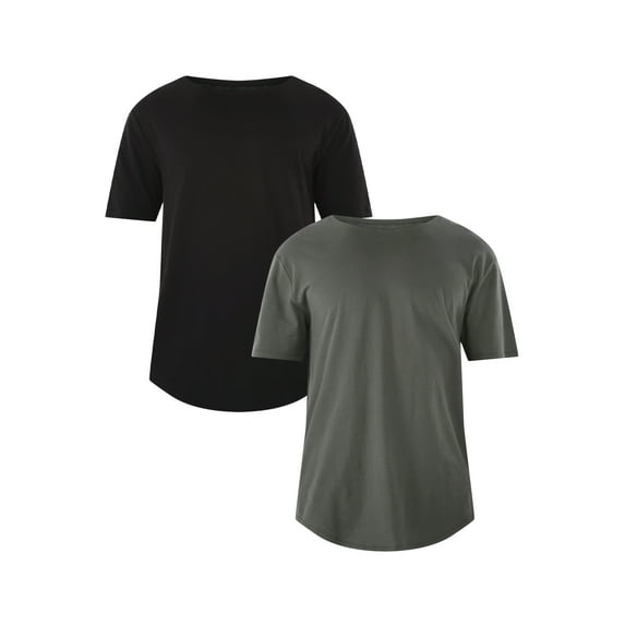 No Boundaries Men's & Big Men's Longline Curved Hem Elongated Tee Shirt, 2-Pack, Sizes XS-5XL