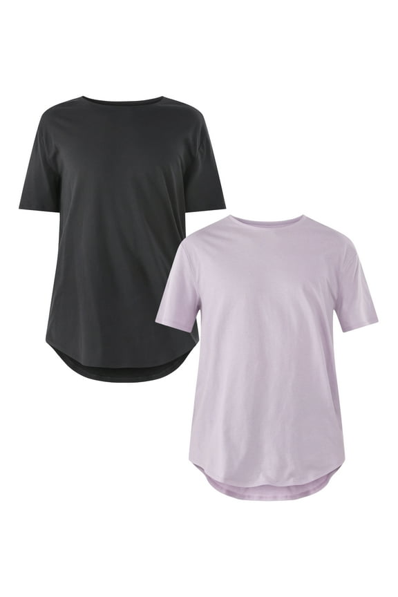 Men's & Big Men's Longline Curved Hem Elongated Tee Shirt, 2-Pack, Sizes XS-5XL