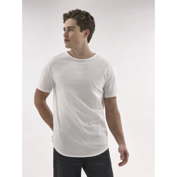 No Boundaries Men's & Big Men's Longline Curved Hem Elongated Tee Shirt, Sizes XS-5XL