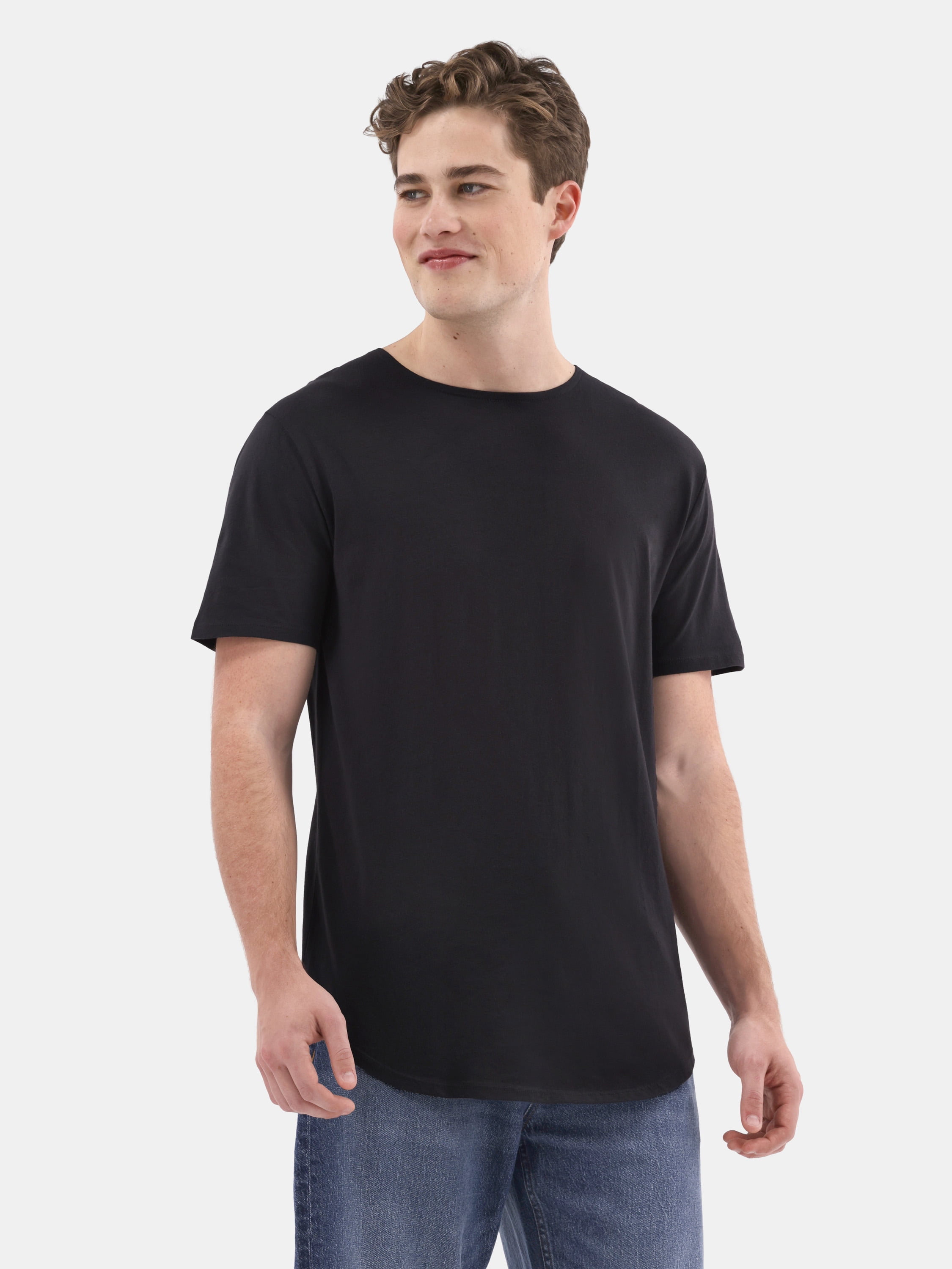 No Boundaries Men's & Big Men's Longline Curved Hem Elongated Tee Shirt, Sizes XS-5XL