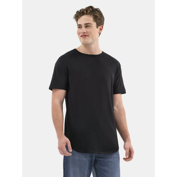 No Boundaries Men's & Big Men's Longline Curved Hem Elongated Tee Shirt, Sizes XS-5XL