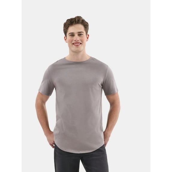 No Boundaries Men's & Big Men's Longline Curved Hem Elongated Tee Shirt, Sizes XS-5XL