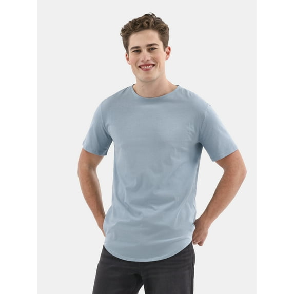 No Boundaries Men's & Big Men's Longline Curved Hem Elongated Tee Shirt, Sizes XS-5XL