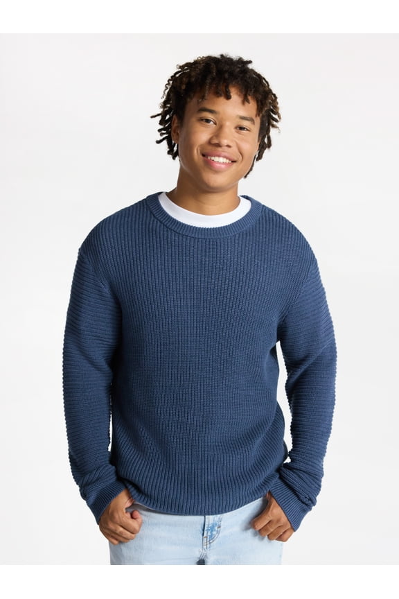 Marled Cotton Crewneck Pullover Sweater, Midweight, Men's & Big Men's