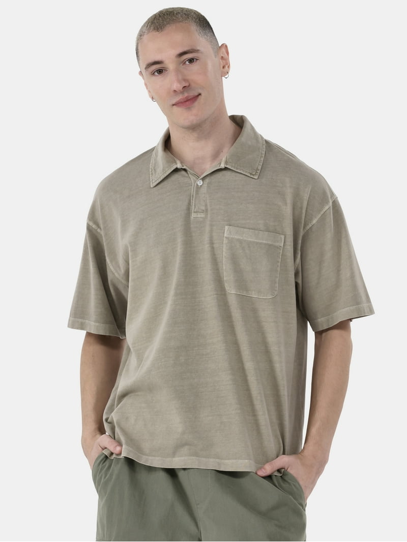 No Boundaries Oversized Cotton Polo Shirt, Men's and Big Men's