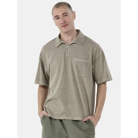 No Boundaries Oversized Cotton Polo Shirt, Men's and Big Men's