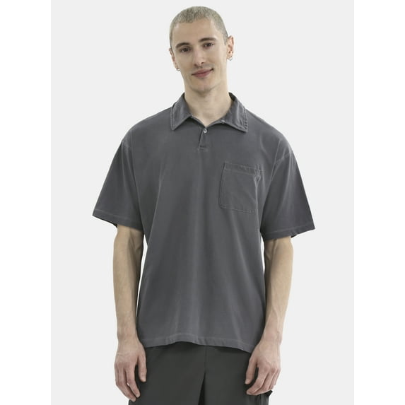 No Boundaries Oversized Cotton Polo Shirt, Men's and Big Men's