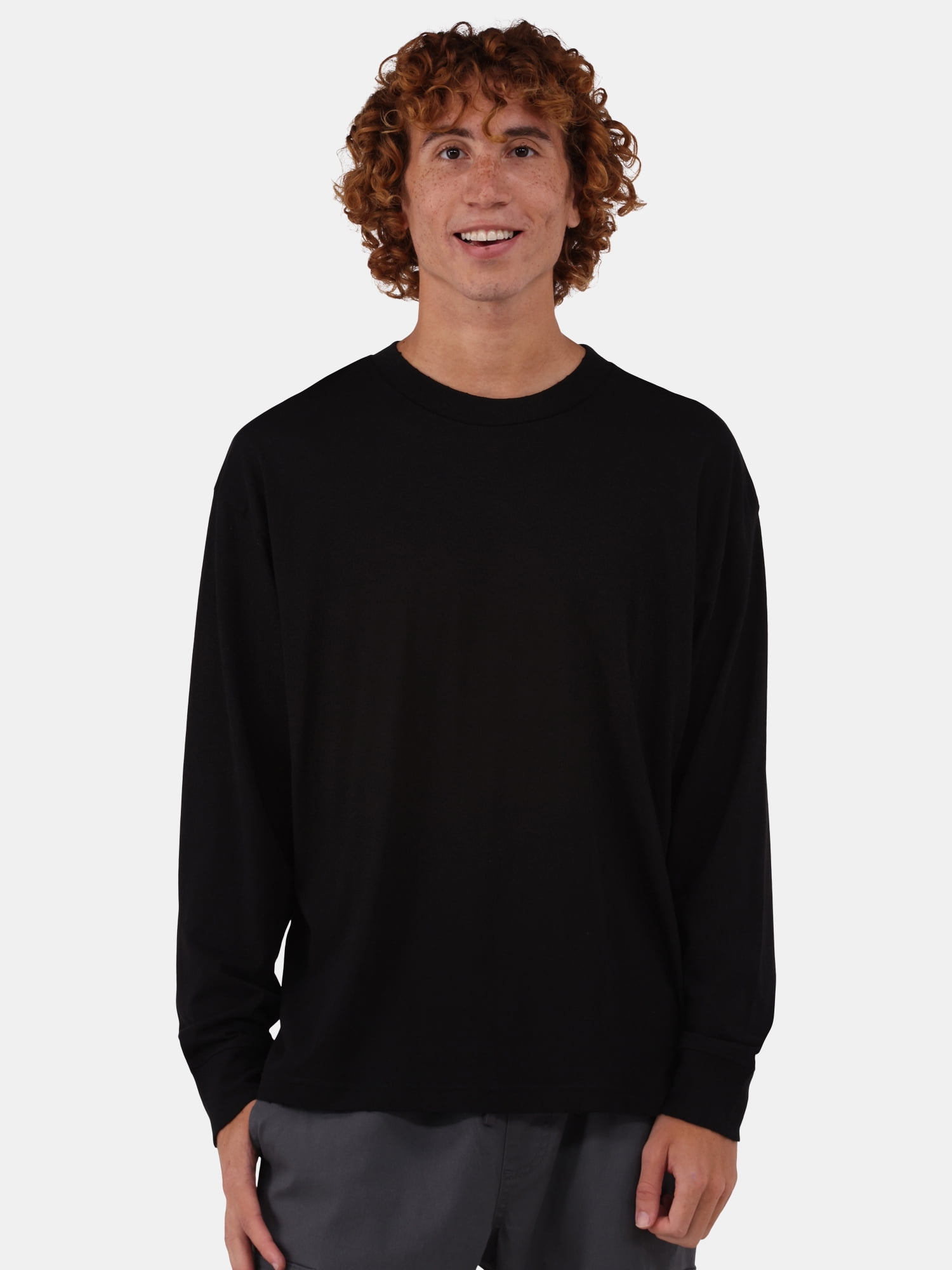 No Boundaries Men's & Big Men's Oversized Long Sleeve Tee Shirt, Sizes XS-5XL