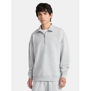No Boundaries Oversized Quarter Zip Pullover with Long Sleeves, Men's & Big Men's