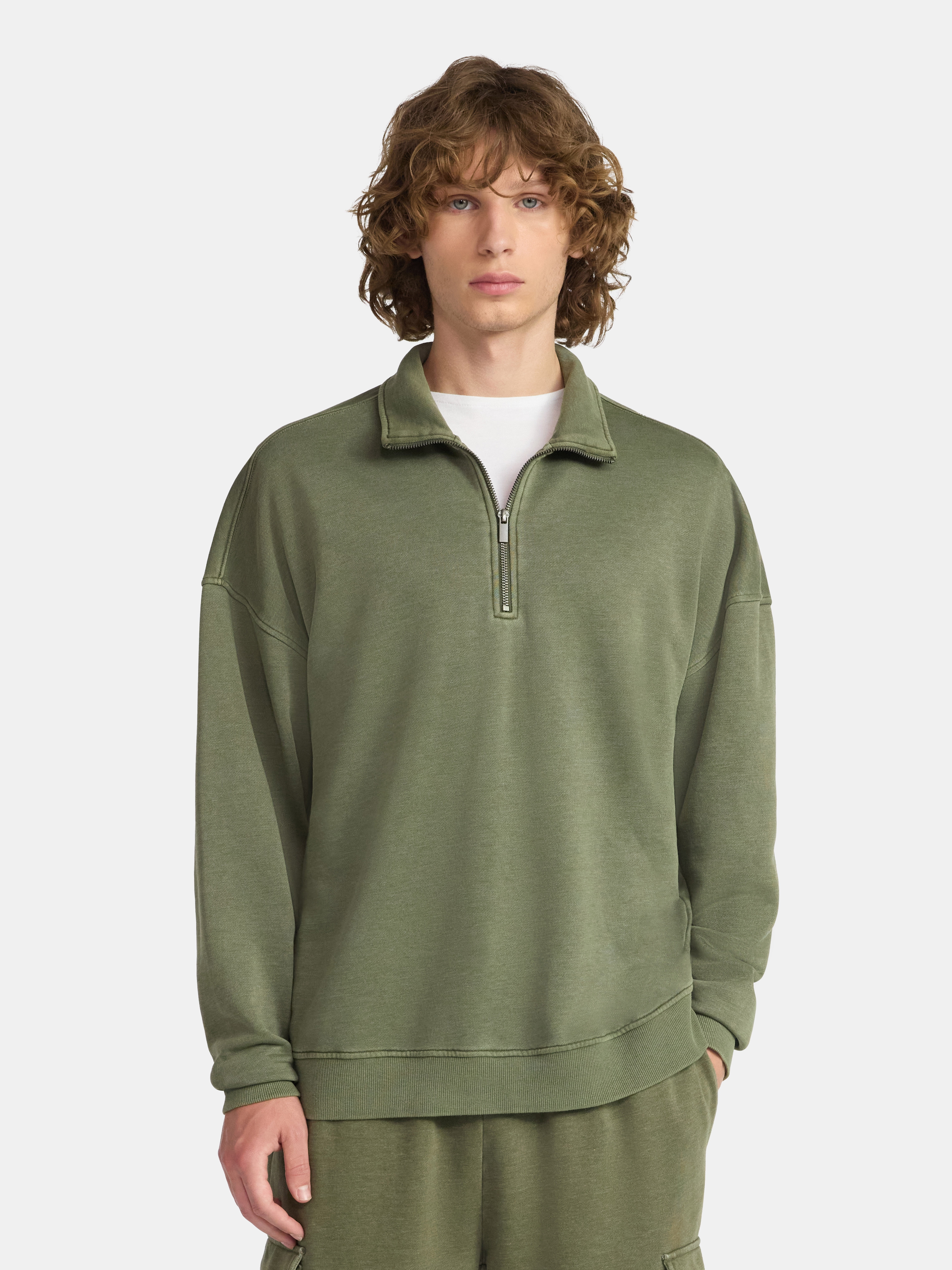No Boundaries Oversized Quarter Zip Pullover with Long Sleeves
