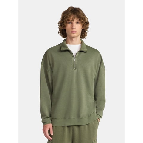 Oversized Quarter Zip Pullover with Long Sleeves, Men's & Big Men's