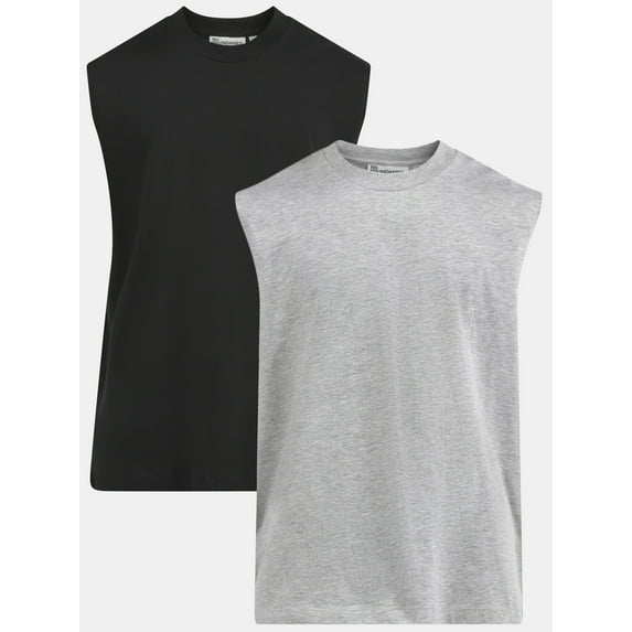 No Boundaries Men's & Big Men's Oversized Sleeveless Muscle Tank Top, 2-Pack, Sizes XS-5XL
