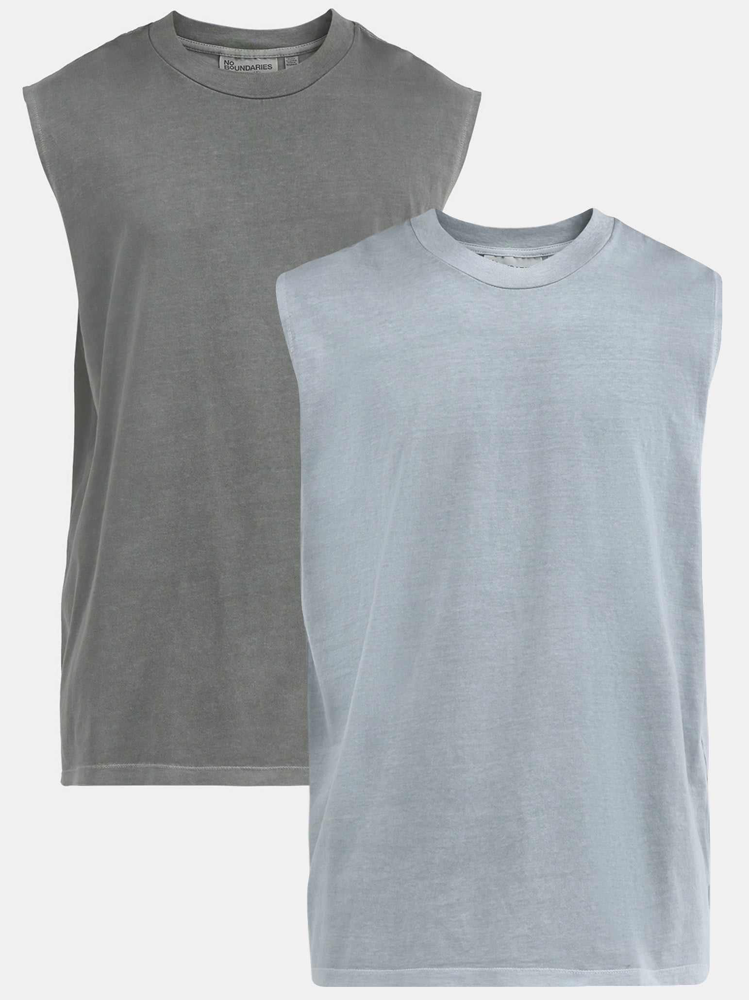 ★DNSR★ Basic sleeveless gray No Boundaries Men's & Big Men's Oversized Sleeveless Muscle
