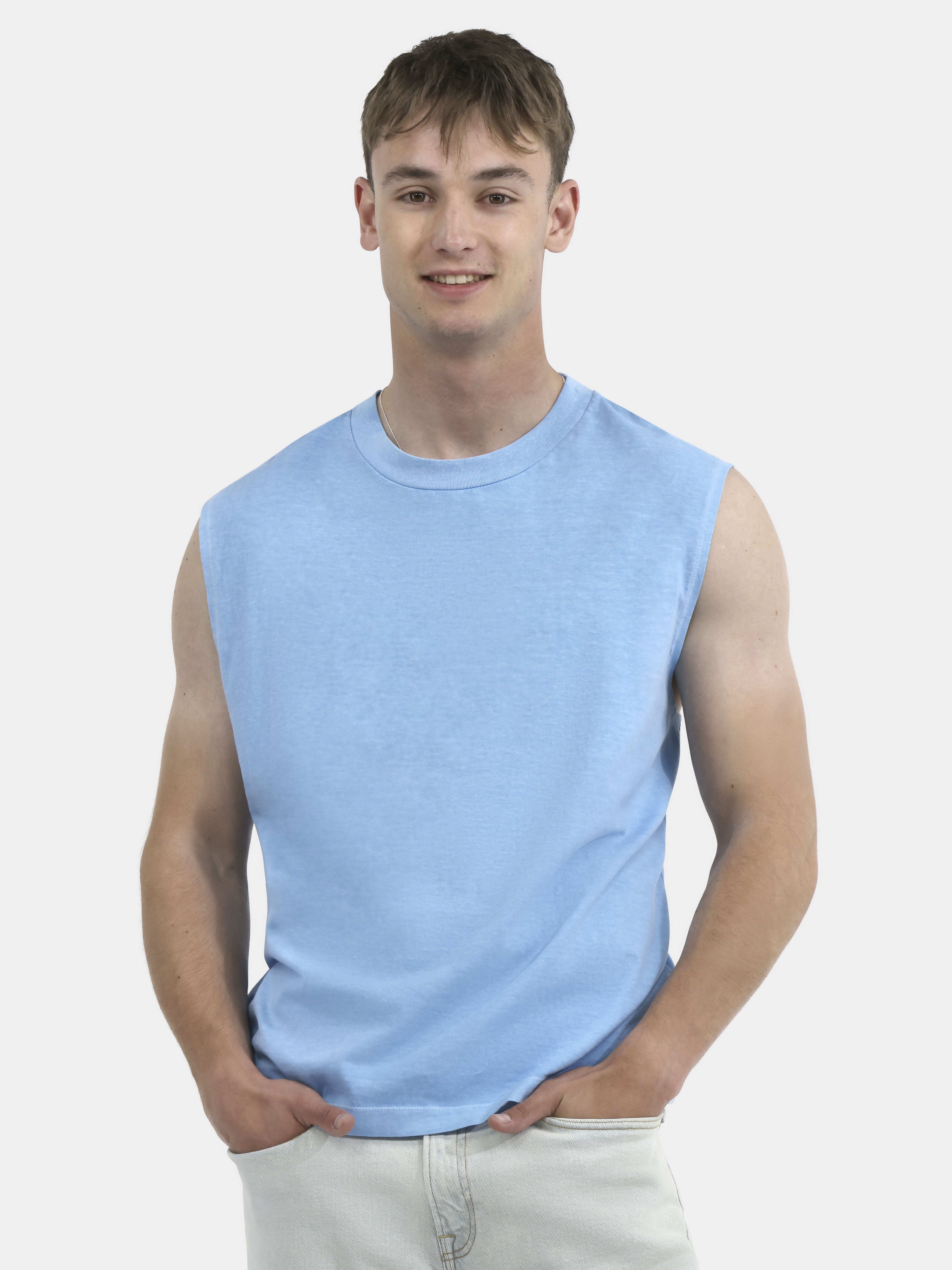 No Boundaries Men's & Big Men's Oversized Sleeveless Cotton Muscle Tee, Sizes XS-5XL