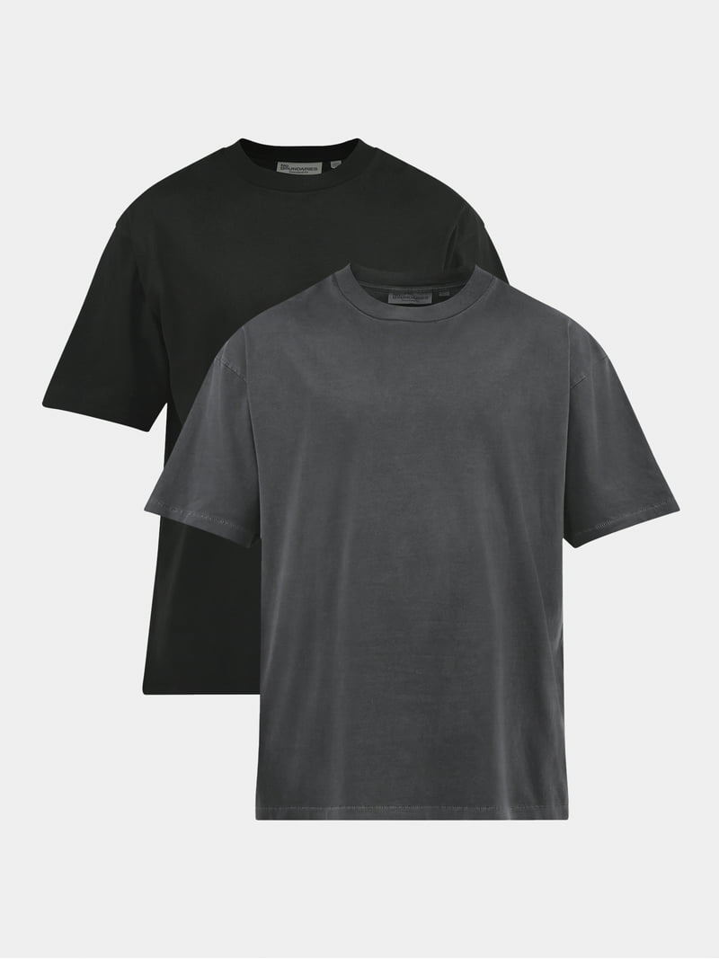 No Boundaries Oversized Cotton T-Shirt 2-Pack for Men Casual Short