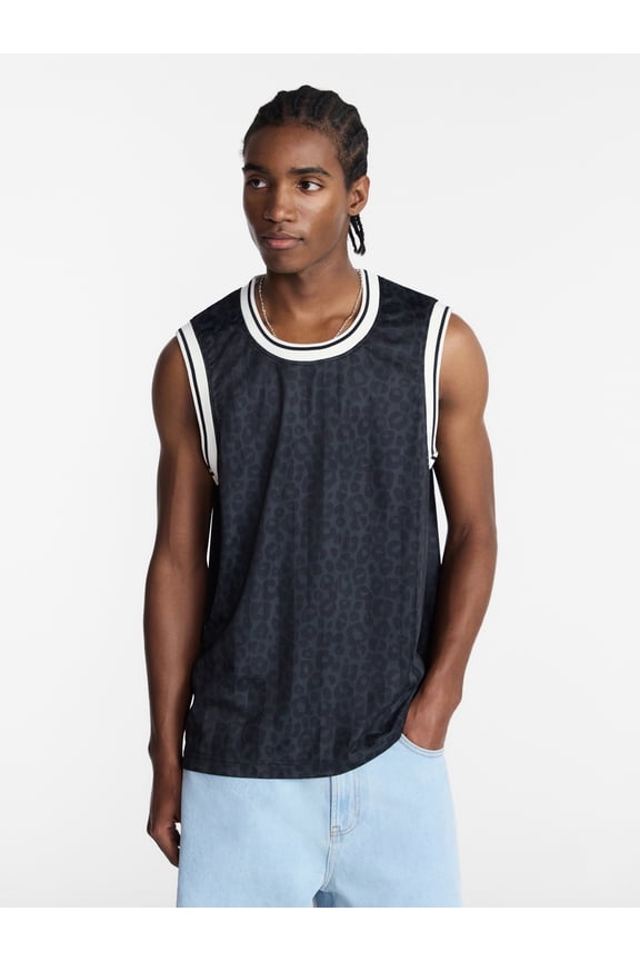 Printed and Solid Mesh Tank Top, Men's XS-4XLT