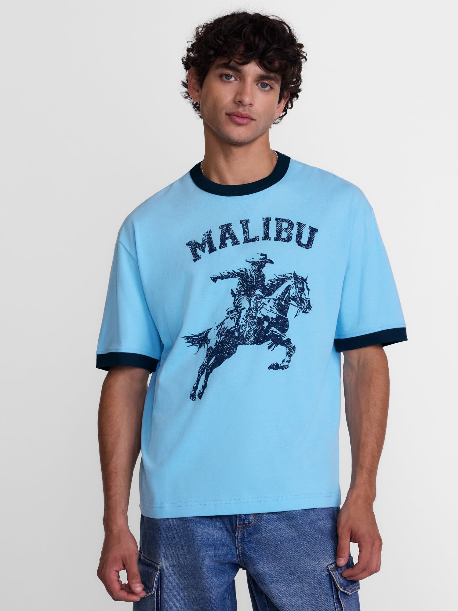No Boundaries Cotton Ringer Tee, Men's & Big Men’s XS-3XL