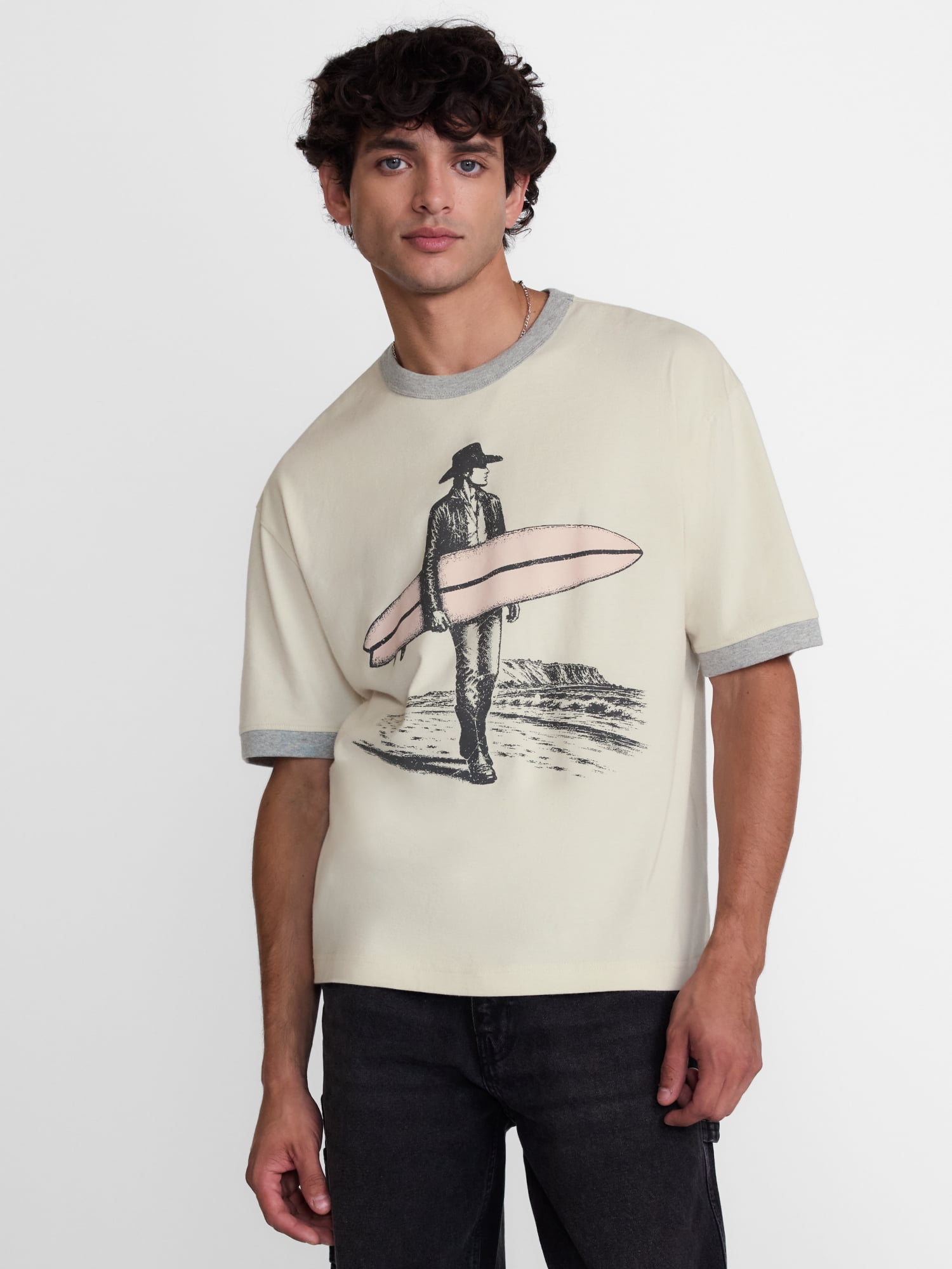 No Boundaries Cotton Ringer Tee, Men's & Big Men’s XS-3XL