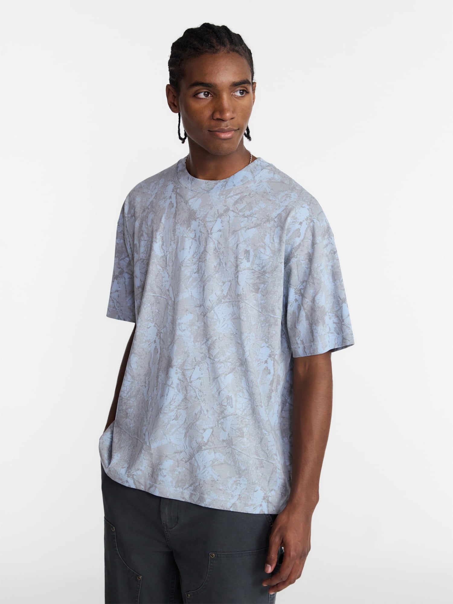 No Boundaries Men's Oversized Boxy Tee with Short Sleeves, XS-4XLT
