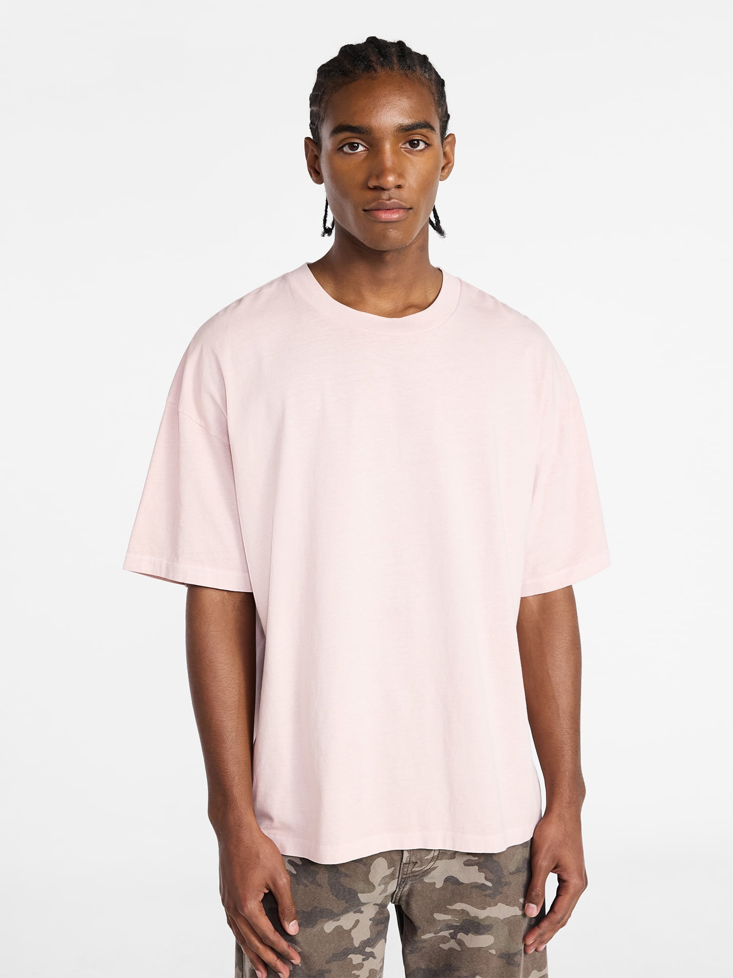 No Boundaries Men's Oversized Boxy Tee with Short Sleeves, XS-4XLT