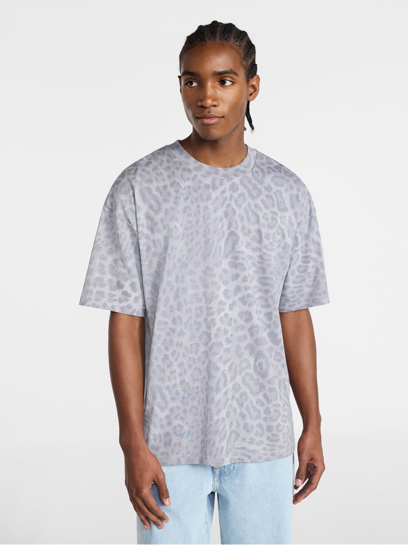No Boundaries Men's Oversized Boxy Tee with Short Sleeves, XS-4XLT