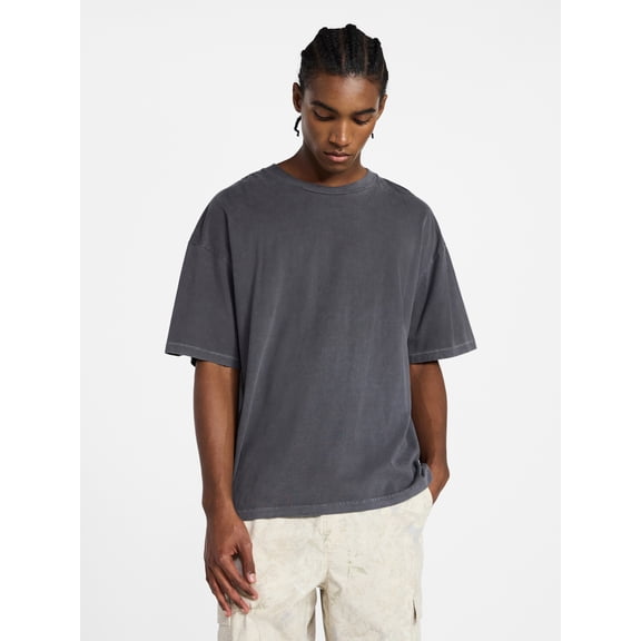 No Boundaries Men's Oversized Boxy Tee with Short Sleeves, XS-4XLT