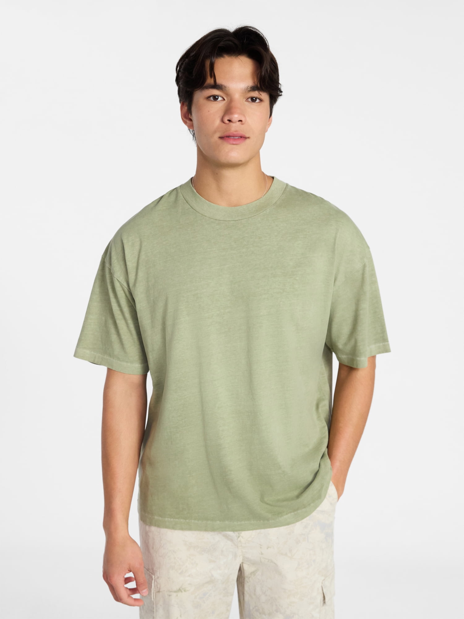 No Boundaries Men's Oversized Boxy Tee with Short Sleeves, XS-4XLT