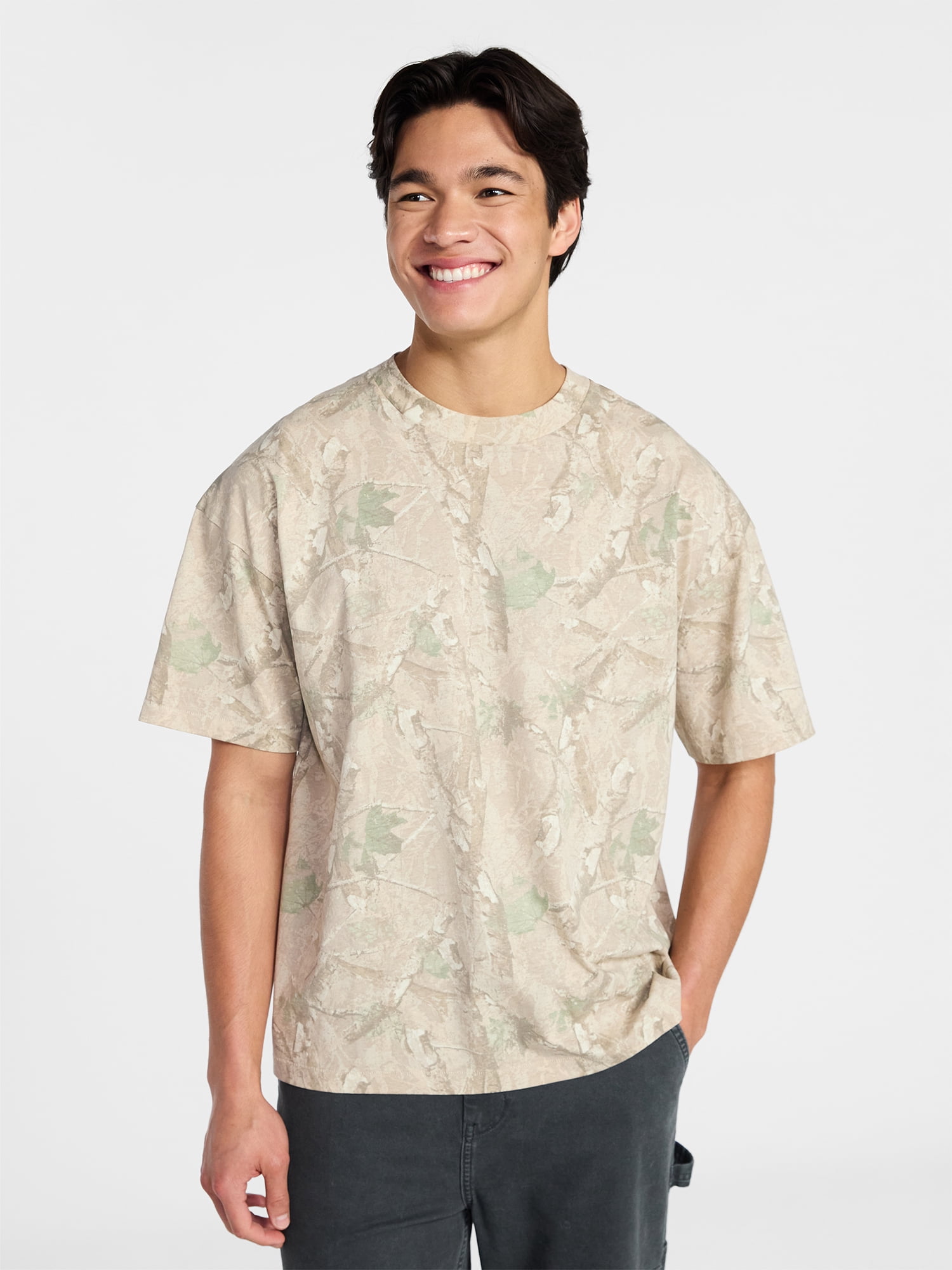 No Boundaries Men's Oversized Boxy Tee with Short Sleeves, XS-4XLT