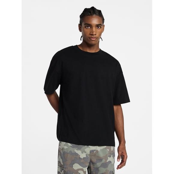 No Boundaries Men's Oversized Boxy Tee with Short Sleeves, XS-4XLT