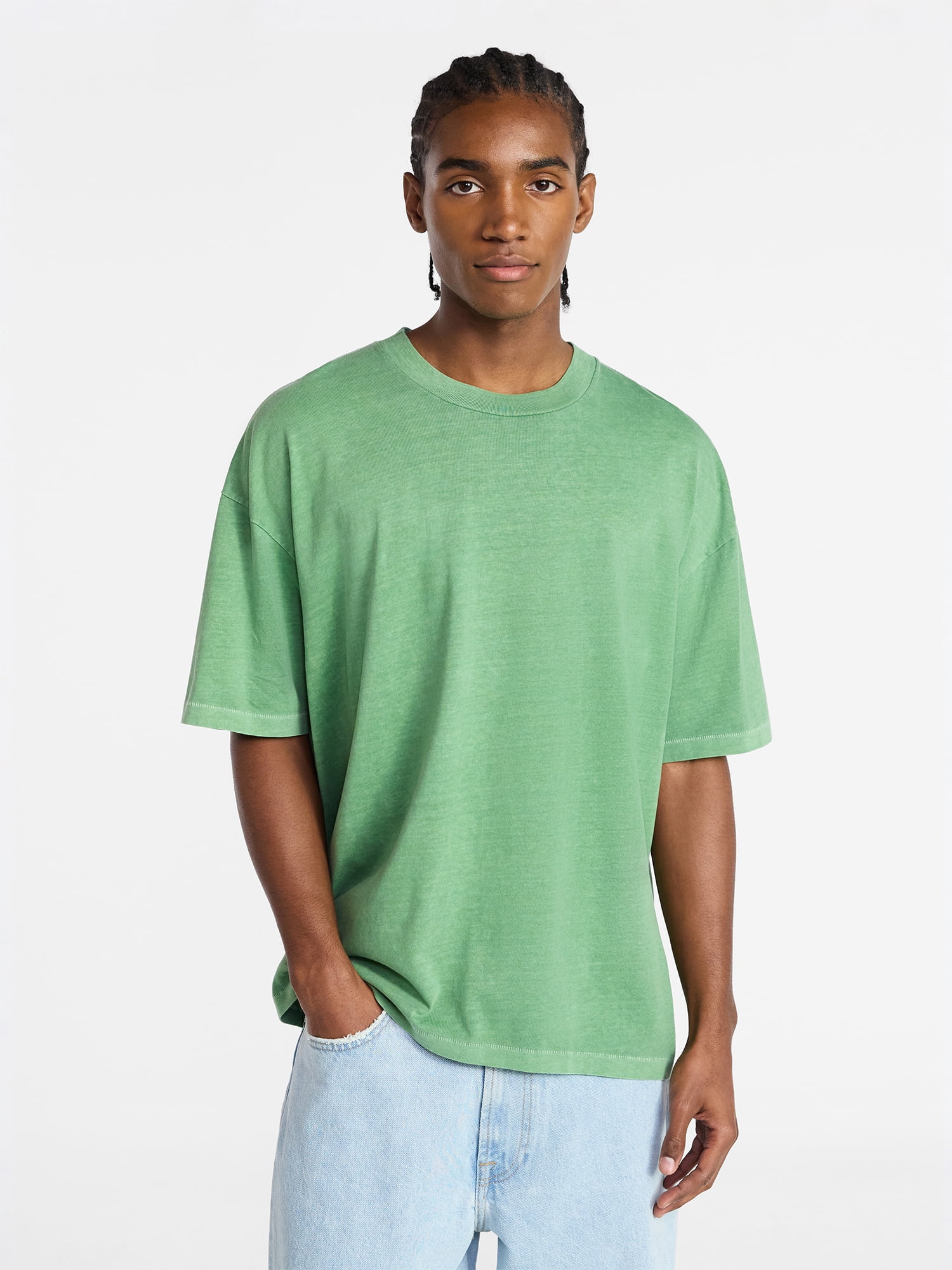 No Boundaries Men's Oversized Boxy Tee with Short Sleeves, XS-4XLT
