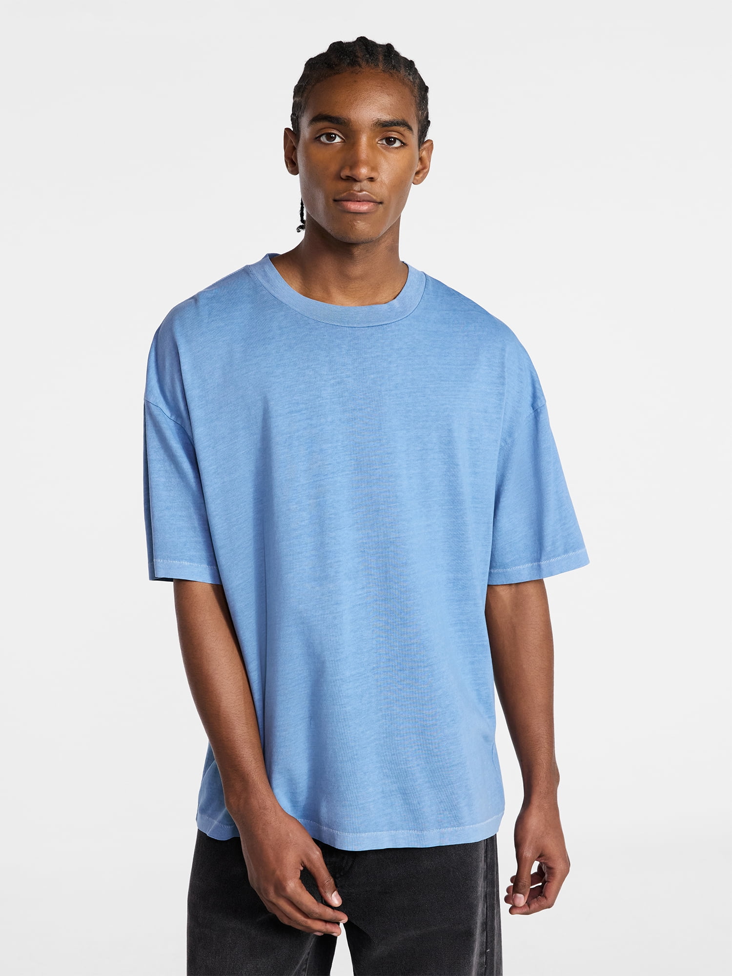 No Boundaries Men's Oversized Boxy Tee with Short Sleeves, XS-4XLT