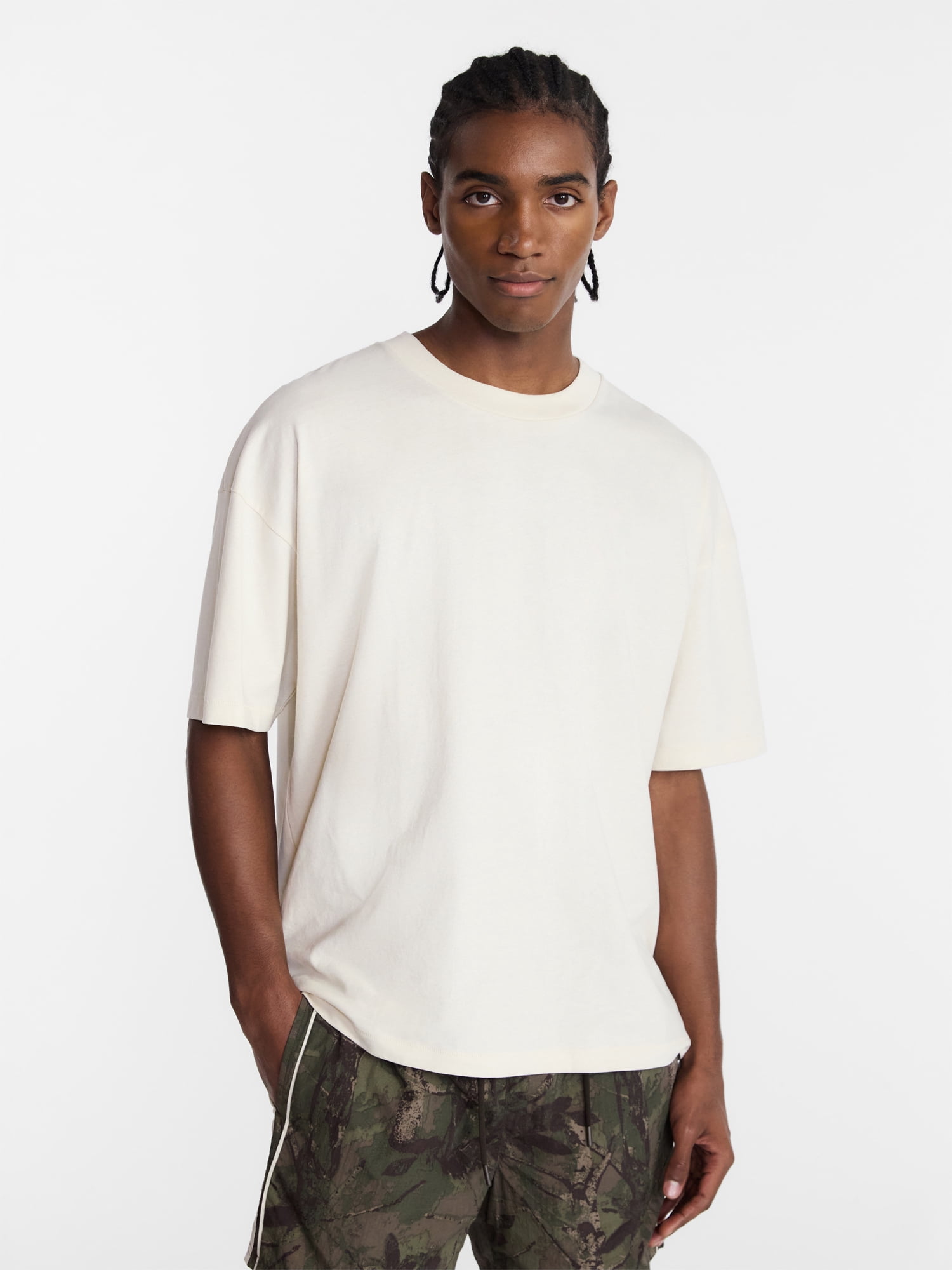 No Boundaries Men's Oversized Boxy Tee with Short Sleeves, XS-4XLT