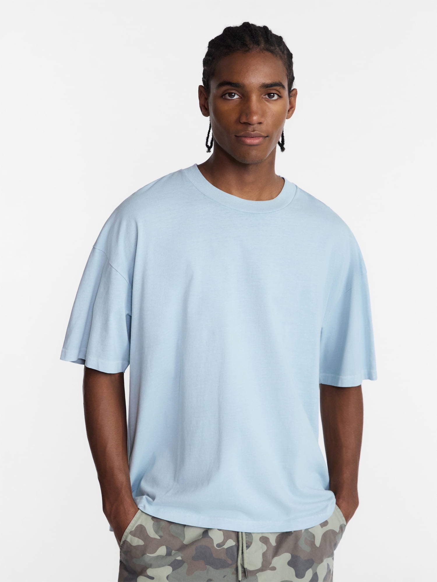 No Boundaries Men's Oversized Boxy Tee with Short Sleeves, XS-4XLT